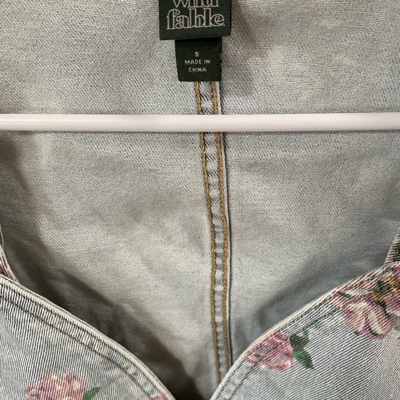 NWT 90’s Style Jean Bustier Crop Top w/ Pink Floral Design - Picture 10 of 12